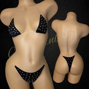 Black Rhinestone Bikini Set